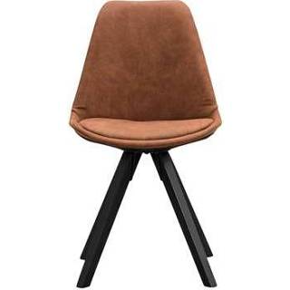 Eetkamerstoel zwart stof hout Stof#Hout bruin Senja - Cowboy cognac Leen Bakker 8714901745589