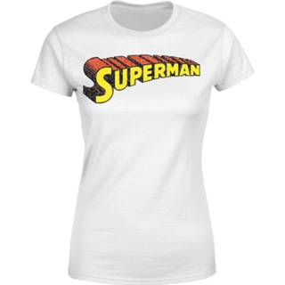 👉 Shirt wit s vrouwen DC Superman Telescopic Crackle Logo Women's T-Shirt - White 5056253877475