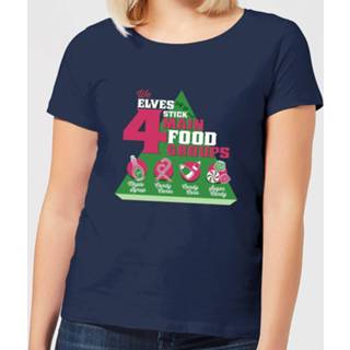 👉 Elf Food Groups Women's Christmas T-Shirt - Navy - XL - Navy blauw