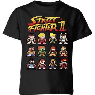 👉 Shirt unisex XS zwart kinderen Street Fighter 2 Pixel Characters Kids' T-Shirt - Black 98/104 (3-4 jaar) 5059478164764