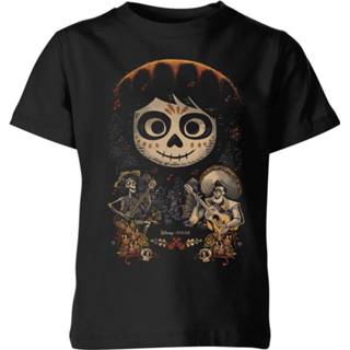 👉 Disney Coco Miguel Gezicht Poster Kinder T-shirt - Zwart - 122/128 (7-8 jaar) - Zwart