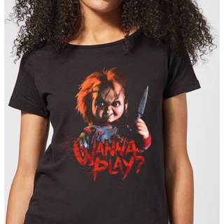 👉 Chucky Wanna Play? Dames T-shirt - Zwart - XXL - Zwart