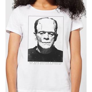 👉 Universal Monsters Frankenstein Portrait Dames T-shirt - Wit - M - Wit