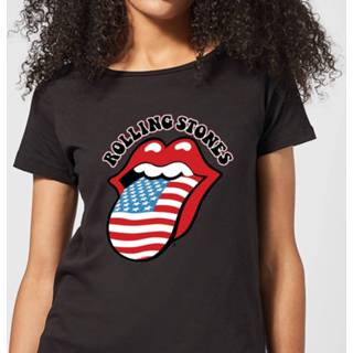 👉 Rolling Stones US Flag Women's T-Shirt - Black - 5XL - Zwart