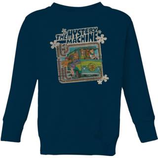 👉 Sweat shirt unisex Navy Blauw l kinderen Scooby Doo Mystery Machine Psychedelic Kids' Sweatshirt - 134/140 (9-10 jaar) 5059478838658