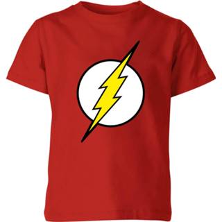 👉 Shirt rood unisex XS kinderen Justice League Flash Logo Kids' T-Shirt - Red 98/104 (3-4 jaar) 5059478945905