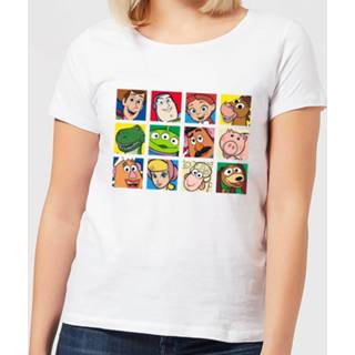 👉 Disney Toy Story Face Collage Women's T-Shirt - White - XL - Wit