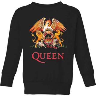 👉 Sweat shirt XS zwart unisex kinderen Queen Crest Kids' Sweatshirt - Black 98/104 (3-4 jaar) 5059478819145