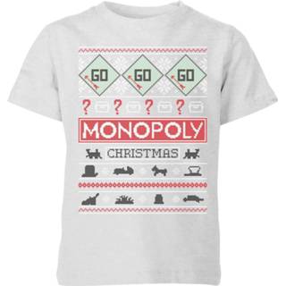 👉 Monopoly Kids' Christmas T-Shirt - Grey - 11-12 Years - Grijs