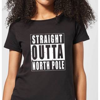 👉 Shirt vrouwen zwart m Straight Outta North Pole Dames T-Shirt -