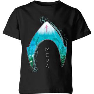 👉 Aquaman Mera Logo Kids' T-Shirt - Black - 11-12 Years - Zwart