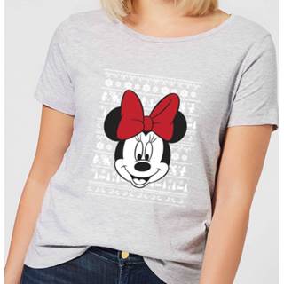 👉 Disney Minnie Face Women's Christmas T-Shirt - Grey - XXL - Grijs
