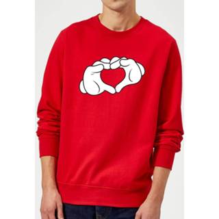 👉 Disney Mickey Heart Hands Sweatshirt - Red - XXL - Rood