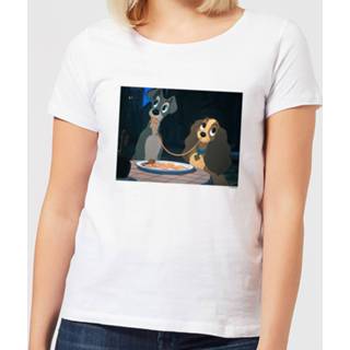 👉 Disney Lady And The Tramp Spaghetti Scene  Women's T-Shirt - White - 5XL - Wit