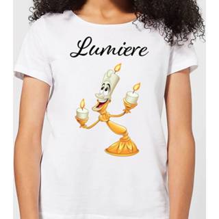 👉 Disney Beauty And The Beast Lumiere Women's T-Shirt - White - 5XL - Wit