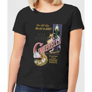 👉 Disney Assepoester Retro Poster Dames T-shirt - Zwart - S - Zwart