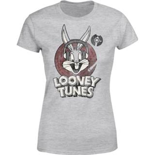 👉 Shirt vrouwen grijs s Looney Tunes Bugs Bunny Circle Logo Dames T-shirt - 5056253831866