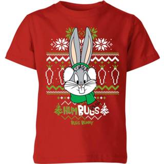 👉 Looney Tunes Bugs Bunny Knit Kids' Christmas T-Shirt - Red - 11-12 Years - Rood