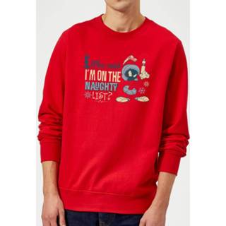 👉 Looney Tunes Martian Who Said Im On The Naughty List Christmas Sweatshirt - Red - XXL - Rood