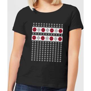 👉 Marvel Deadpool Snowflakes Women's Christmas T-Shirt - Black - 4XL - Zwart