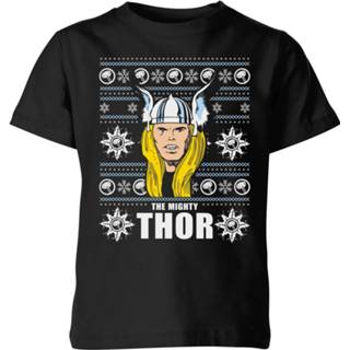 👉 Marvel Thor Face Kids' Christmas T-Shirt - Black - 11-12 Years - Zwart
