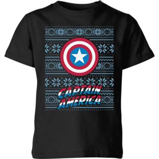 👉 Marvel Captain America Kids' Christmas T-Shirt - Black - 11-12 Years - Zwart