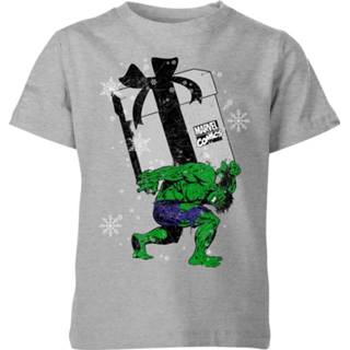 👉 Marvel The Incredible Hulk Christmas Present Kids' Christmas T-Shirt - Grey - 9-10 Years - Grijs