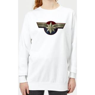 👉 Captain Marvel Chest Emblem Women's Sweatshirt - White - 5XL - Wit