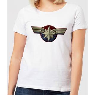 👉 Captain Marvel Chest Emblem Women's T-Shirt - White - 3XL - Wit