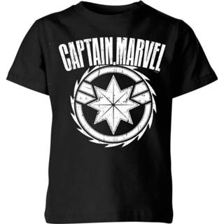 👉 Captain Marvel Logo Kids' T-Shirt - Black - 11-12 Years - Zwart