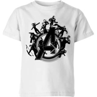👉 Avengers Endgame Hero Circle Kids' T-Shirt - White - 11-12 Years - Wit