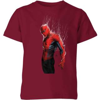 👉 Marvel Spider-man Web Wrap Kids' T-Shirt - Burgundy - 7-8 Years - Burgundyrood