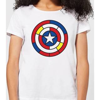 👉 Marvel Captain America Stained Glass Shield Women's T-Shirt - White - 4XL - Wit