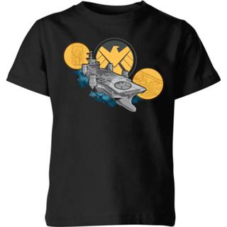 Shirt unisex XS zwart kinderen Marvel S.H.I.E.L.D. Helicarrier Kids' T-Shirt - Black 98/104 (3-4 jaar) 5059479357257