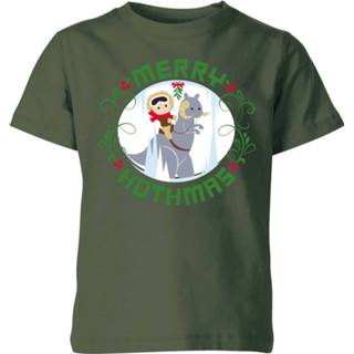👉 Star Wars Merry Hothmas Kinder kerst T-shirt - Donkergroen - 11-12 Years - Forest Green
