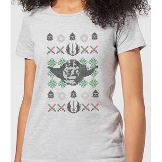 👉 Star Wars Yoda Face Knit Women's Christmas T-Shirt - Grey - 4XL - Grijs