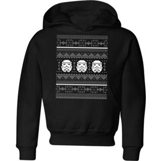 👉 Hoodie zwart XS unisex kinderen Star Wars Stormtrooper Knit Kids' Christmas - Black 98/104 (3-4 jaar) 5059478651752