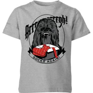 👉 Sock XS grijs unisex kinderen Star Wars Chewbacca Arrrrgh Socks Again Kids' Christmas T-Shirt - Grey 98/104 (3-4 jaar) 5059478637558