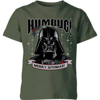 Shirt unisex Forest Green XS kinderen donkergroen Star Wars Darth Vader Humbug Kids' Christmas T-Shirt - 98/104 (3-4 jaar) 5059478638708