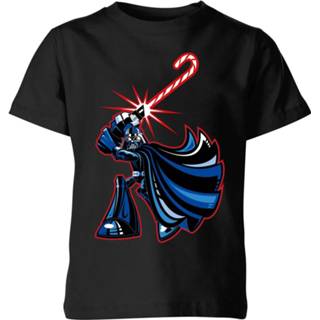 👉 Shirt XS zwart unisex kinderen Star Wars Candy Cane Darth Vader Kids' Christmas T-Shirt - Black 98/104 (3-4 jaar) 5059478639606