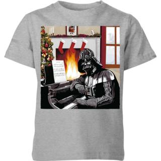 👉 Star Wars Darth Vader Piano Player Kids' Christmas T-Shirt - Grey - 11-12 Years - Grijs