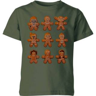 👉 Shirt unisex XS Forest Green kinderen donkergroen Star Wars Gingerbread Characters Kids' Christmas T-Shirt - 98/104 (3-4 jaar) 5059478641609