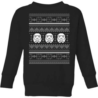 👉 Sweat shirt zwart XS unisex kinderen Star Wars Stormtrooper Knit Kids' Christmas Sweatshirt - Black 98/104 (3-4 jaar) 5059478644907