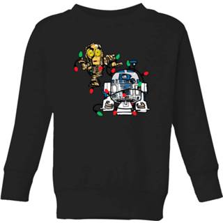 👉 Sweat shirt zwart unisex XS kinderen Star Wars Tangled Fairy Lights Droids Kids' Christmas Sweatshirt - Black 98/104 (3-4 jaar) 5059478645102