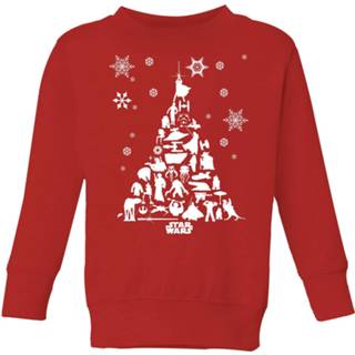 👉 Sweat shirt rood unisex m kinderen Star Wars Character Christmas Tree Kids' Sweatshirt - Red 122/128 (7-8 jaar) 5059478647779