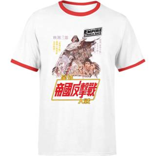 👉 Star Wars Empire Strikes Back Kanji Poster Men's T-Shirt - White / Red Ringer - XXL - Wit