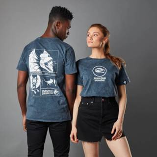 👉 Jurassic Park Primal Dilophosaurus Unisex T-Shirt - Navy Acid Wash - XXL - Navy Acid Wash