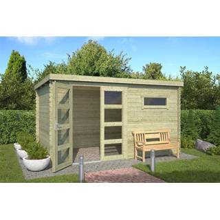 👉 Tuinhuisje olijfgroen Outdoor Life Products | Tuinhuis Timian 380 x 230 Geïmpregneerd 8711471581760