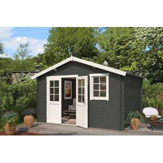 👉 Tuin huisje carbon wit grijs Outdoor Life Products | Tuinhuis Arvid 380 x 300 Gecoat Grey-Wit 8711471581487