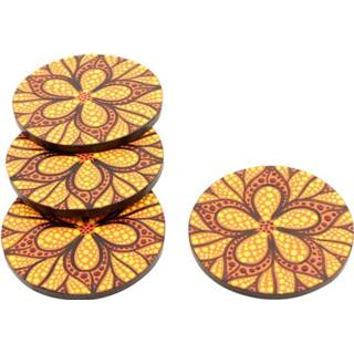 👉 Onder zetter hout mannen Onderzetters Mandala Stippen (Set van 4) 8717506136936